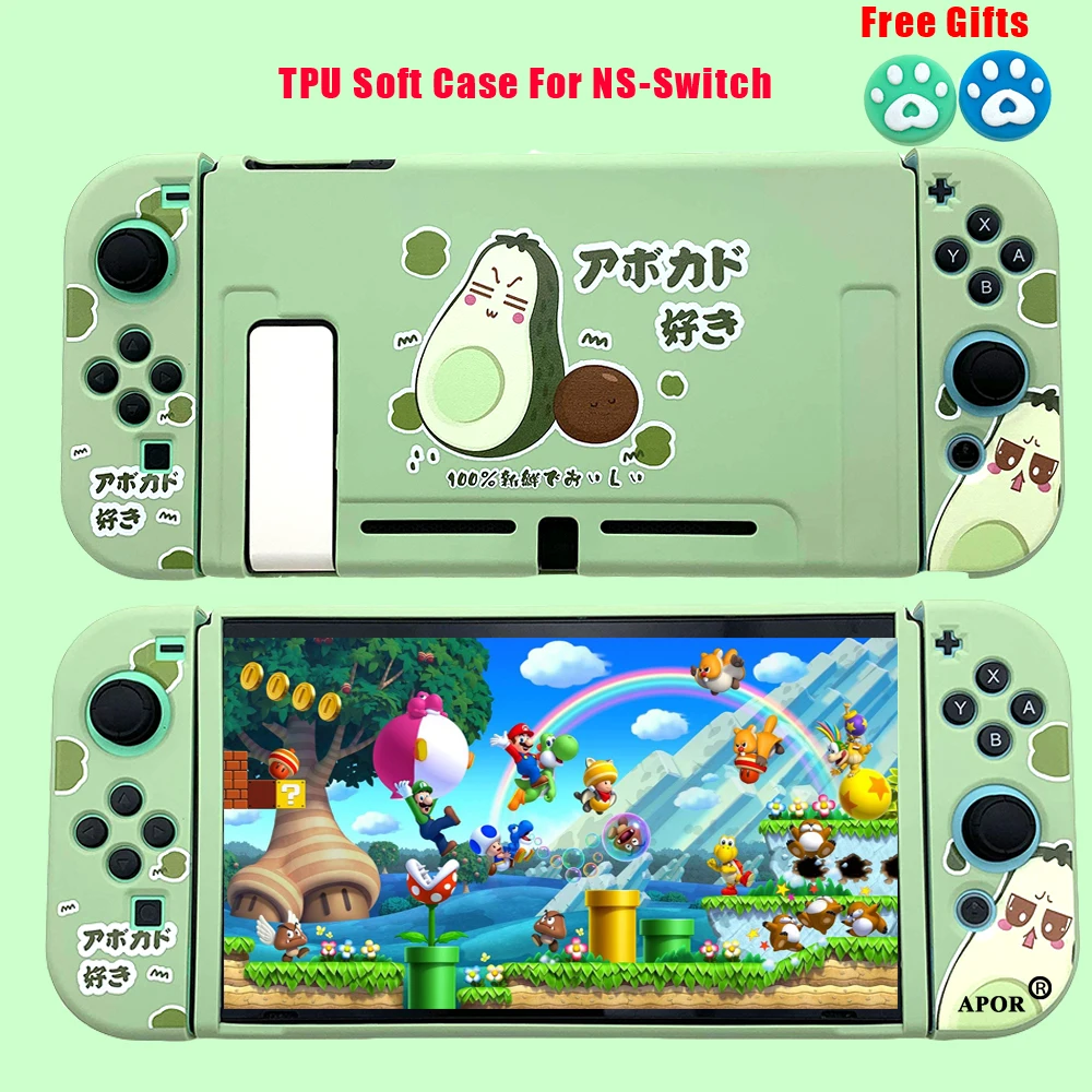 

2020 NEW Avocado Green Cute Soft TPU Protective Case Shell for Nintendo Switch Skin Cover for Girls Directly Dock In