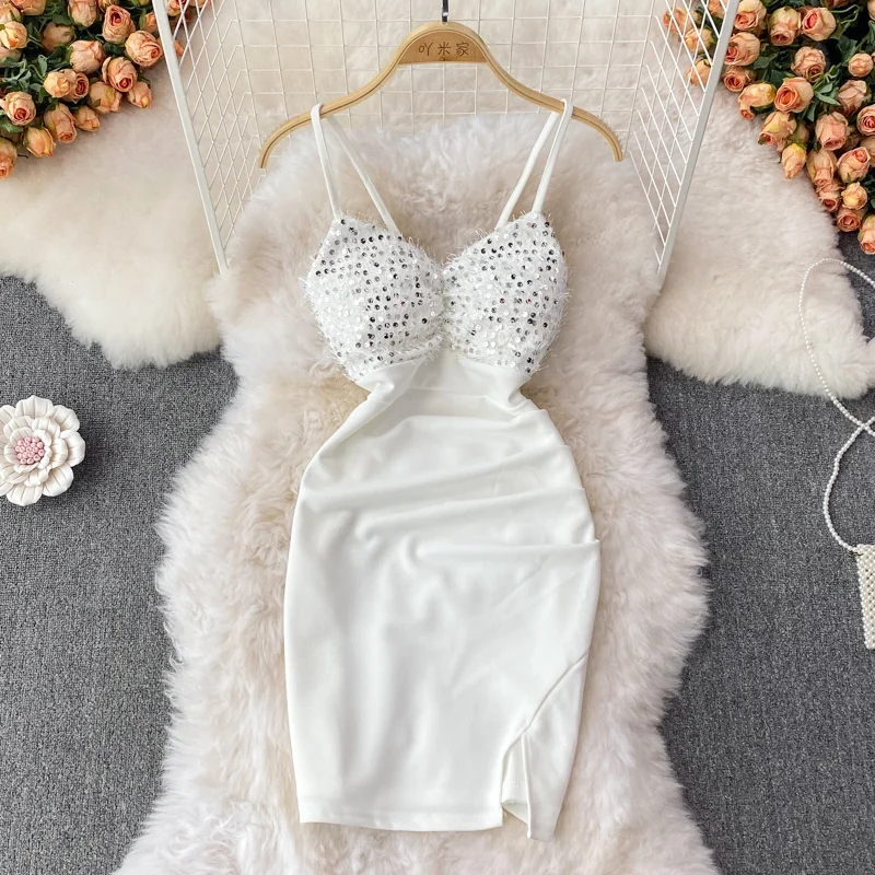 Night Club New Sexy Glittering Sequin Stitch Mini Dress Women's