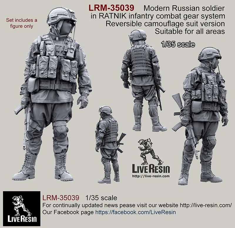 1/35 Russian Soldier in Modern Infantry Combat Gear in Reversible Camo Suit V8 