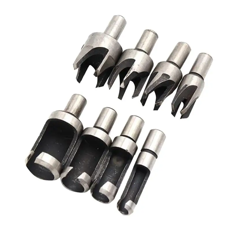 WINOMO 8pcs Professional Drill Bits Carbon Steel Wood Plug Cutters Straight Tapered Deep Plug Cutter Sets Claw Tool Accessories