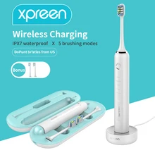 Электрическая зубная щетка Xpreen Sonic электрическая зубная щетка IPX7 Водонепроницаемая беспроводная перезаряжаемая зубная щетка для взрослых с 5 головками