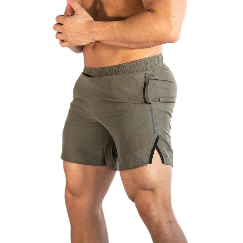 Army green Новые мужские спортивные шорты для фитнеса бодибилдинга Летние повседневные модные пляжные короткие мужские брюки тренировочные хлопчатобумажные спортивные брюки - Цвет: Army green