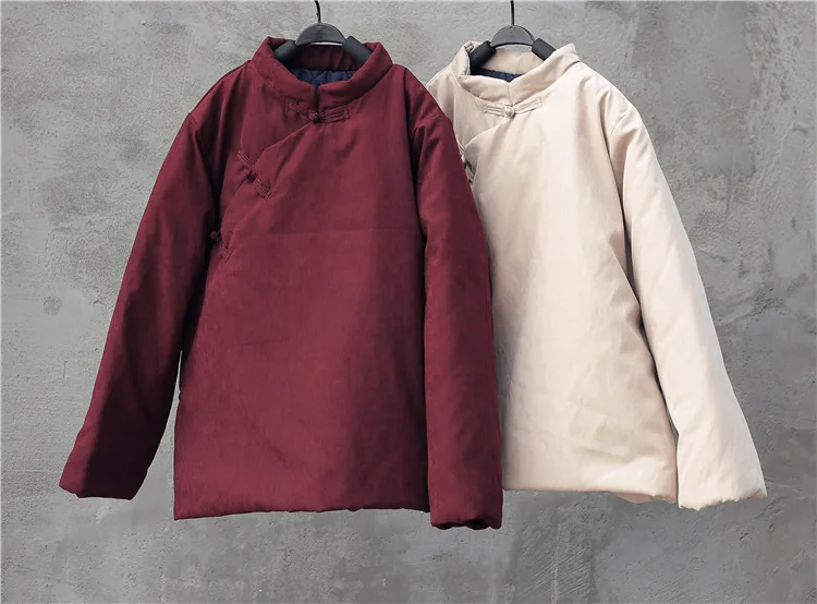 Johnature, китайский стиль, зимняя парка Женское пальто со стоячими пуговицами, сплошной цвет,, теплая Ретро Женская одежда, длинный рукав, парка, пальто