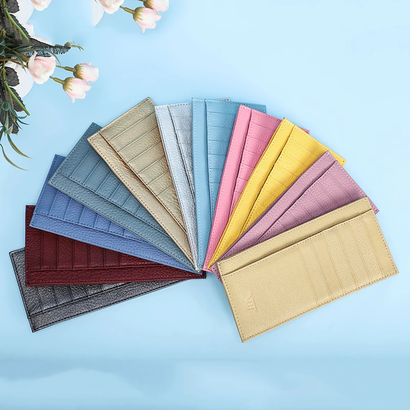 Credit Card Holder Synthetic Leather Wallet Leather Coin Purse Contact's Multi-color Cowhide Leather Women's Credit Card Holder Zipper Coin Purse Simple Female Card Wallet Slim Money Clip