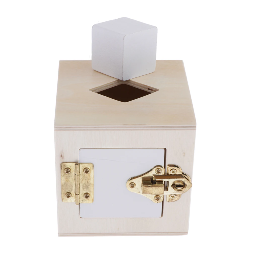 Wooden Montessori Educational Toy, Colorful Lock Box (6 Kinds Locks Optional), Geometry Blocks Puzzles Game, Kids Preschool Toy