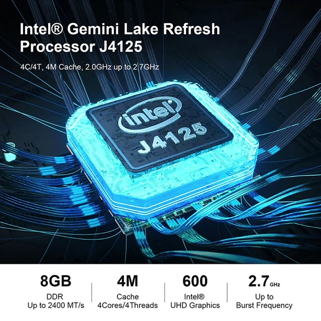 Laptop Intel Celeron J4125 15.6 inch Windows 10 11 Pro 1920*1080 DDR4 8GB RAM 128GB/256GB/1TB/2TB SSD 5