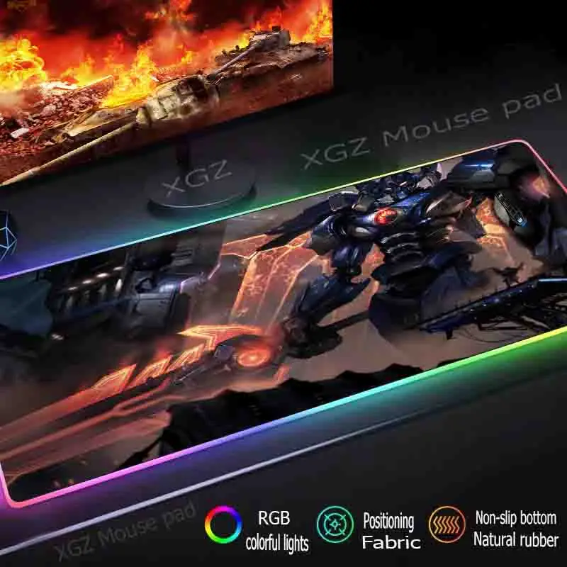  XGZ Anime Diamond Boy Large RGB Gaming Mouse Pad Black Lock-edge Custom Office Computer Desk Rubber