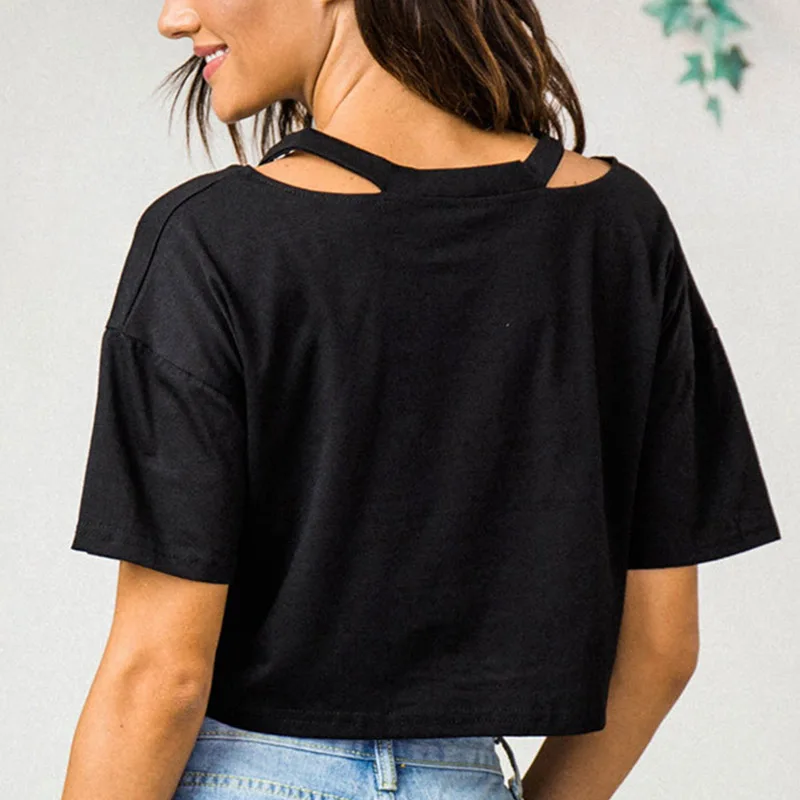 Sexy V-neck tops Harajuku Casual Planet Printed Girls Short