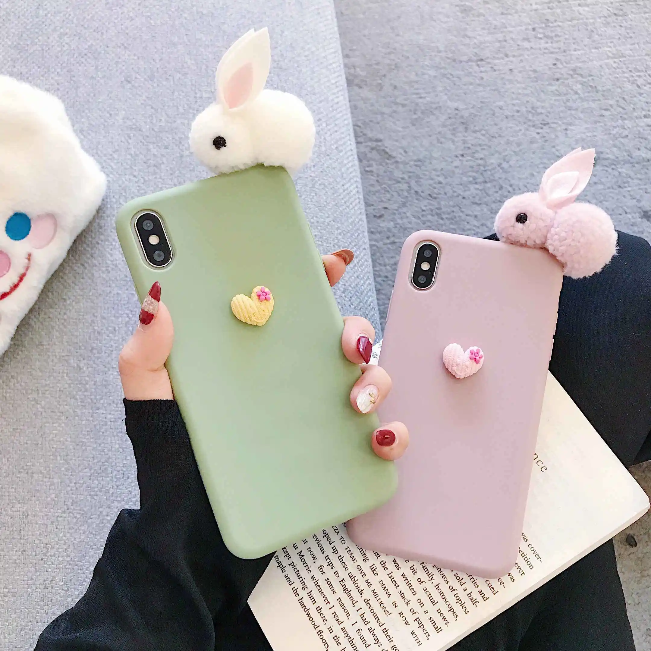 NEW Cases For Huawei Y7 Pro Y9 Prime P Smart Z Plus 2019 Honor 10i 20 Lite 3D Rabbit Heart Solid Cover Fundas Shockproof Coque |