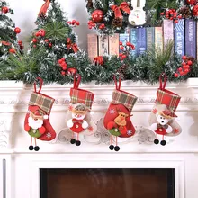 Snowman merry christmas socks 20x10cm Mini Sock Santa Claus Candy Gift Bag Xmas Tree Hanging Decor decoration sapin de noel T2