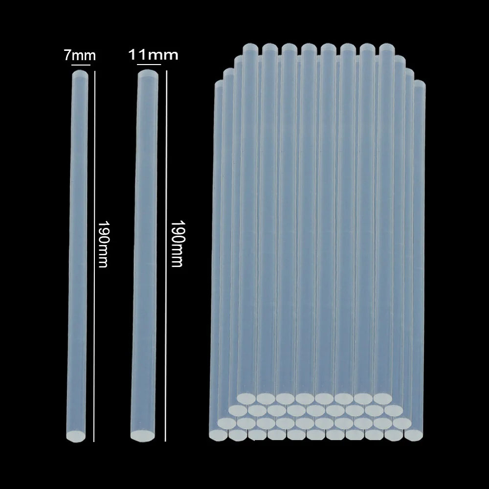 Pegamento transparente de fusión en caliente, barra fuerte de 7mm/11mm, Visco, herramientas de bricolaje para el hogar, pistola de pegamento eléctrico, reparación de álbumes artesanales, 10-100 Uds.