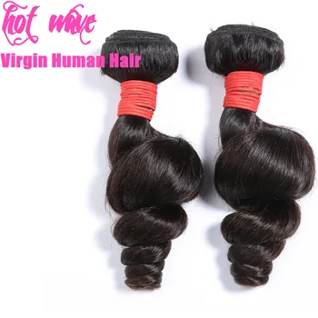 

Hot Wave Cuticle Aligned Raw Virgin Brazilian Human Hair Weaving Bundles Extension for Women Natural Black Loose Wave Weft