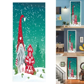 

2pcs/set Christmas Gnome Santa Decorative Refrigerator Door Sticker Waterproof