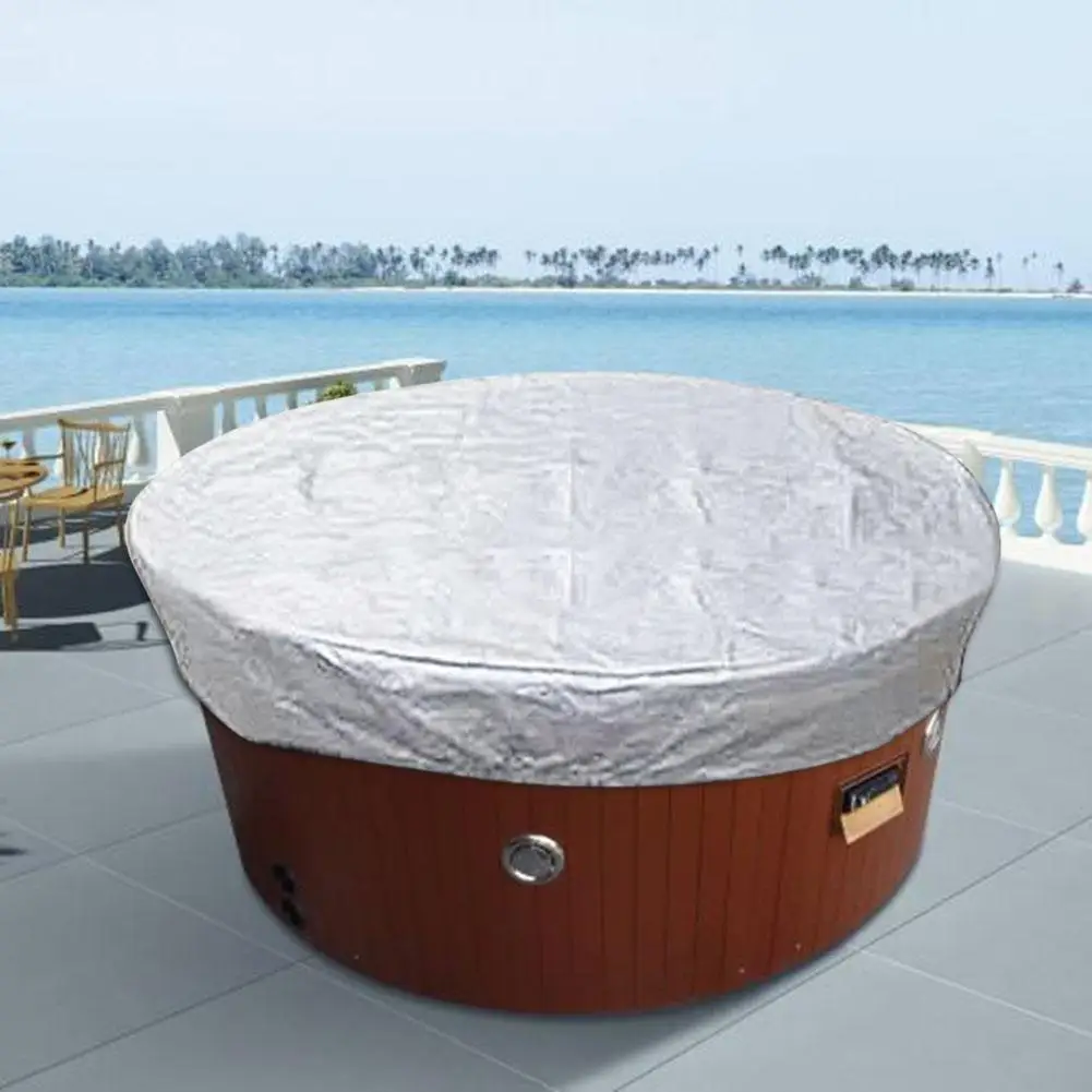 Outdoor SPA Hot Tub Cover Swimming Pool Round Dust Cover Heavy Duty Polyester Waterproof Cover Swimming Pool Accessories