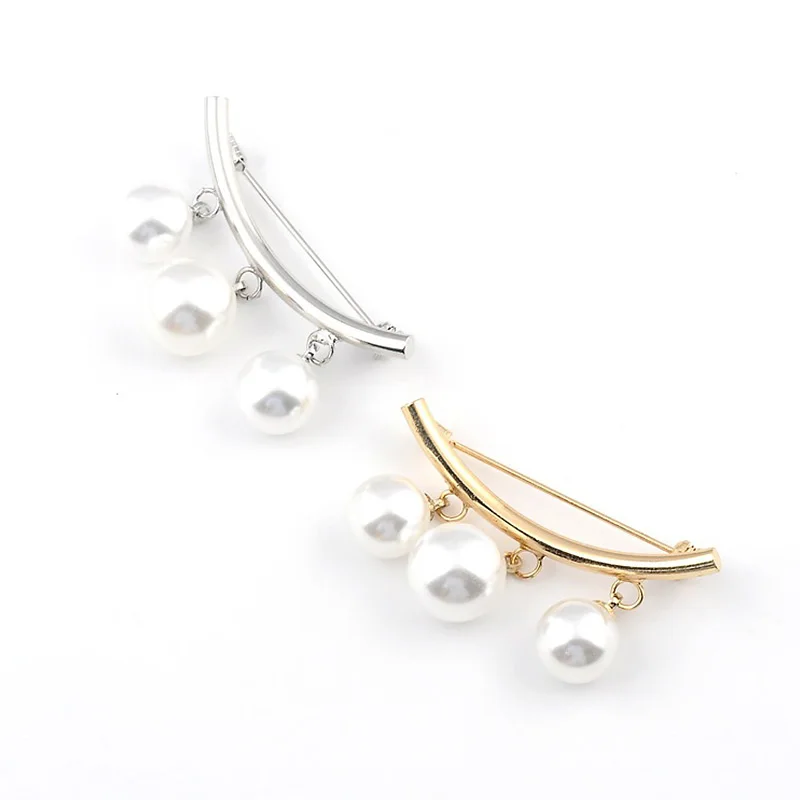 

Fixed Non-slip Pin Korean Version Of the Simple Curved Hanging Pearl Brooch Chest Female Cardigan Anti-light Buckle Jewely