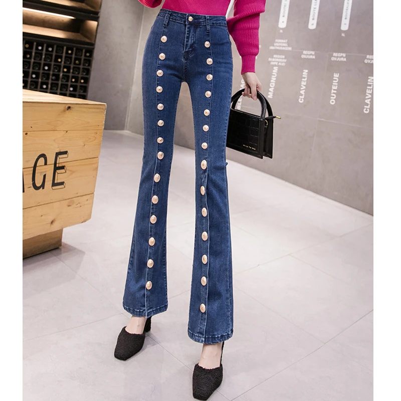 double breasted high waisted jeans