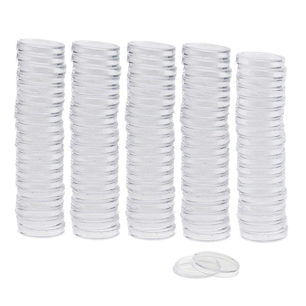 200pcs 22mm Clear Round Plastic Coin Capsule Container Storage Holder Case 200pcs 22mm Clear Round Plastic Coin Capsule Container Storage Holder Case