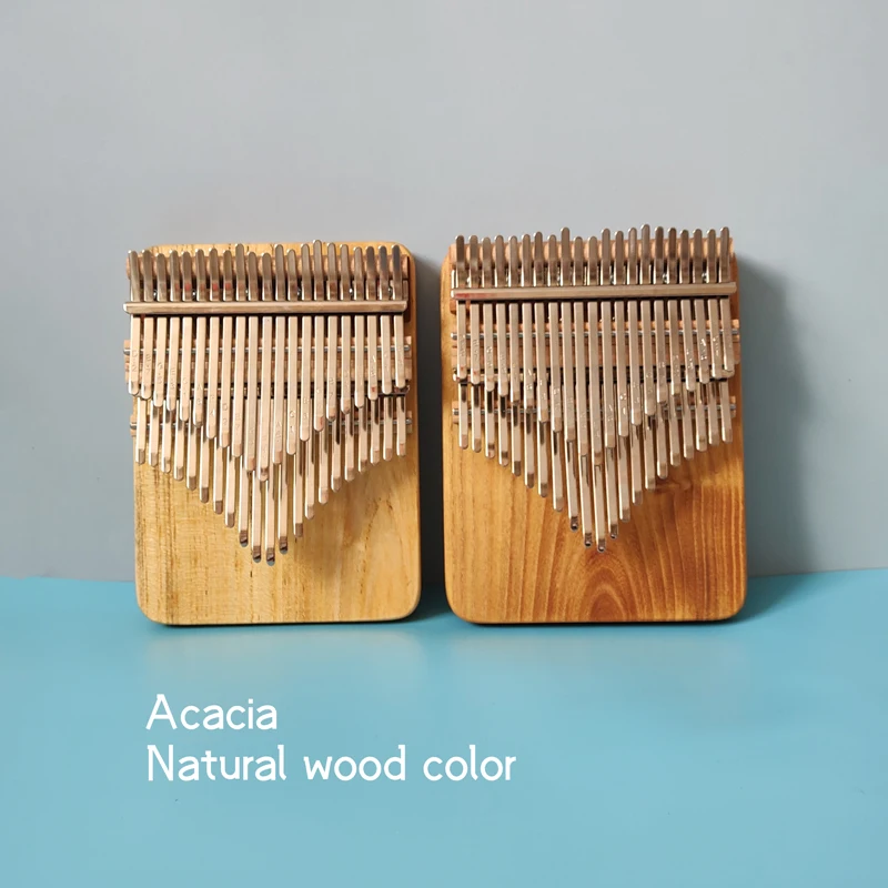 Chromatic Kalimba 42 Keys Handmade Thumb Piano Double Row Keyboard Log Color Acacia Wooden Musical Instrument