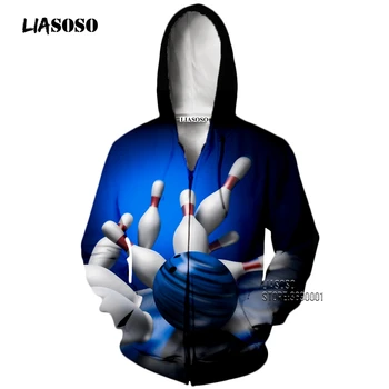 

LIASOSO 3D Print Funny Bowling Balls Hooded Hoodie Sweatshirt Zipper Jacket Men Women Harajuku Casual Hip Hop Clothes Streetwear