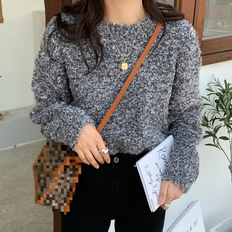 Neploe Chic Crazy Style Loose Warm Knit Sweater Winter Cloth O Neck Pullover Long Sleeve Pull Femme Solid Sueter Mujer Inverno
