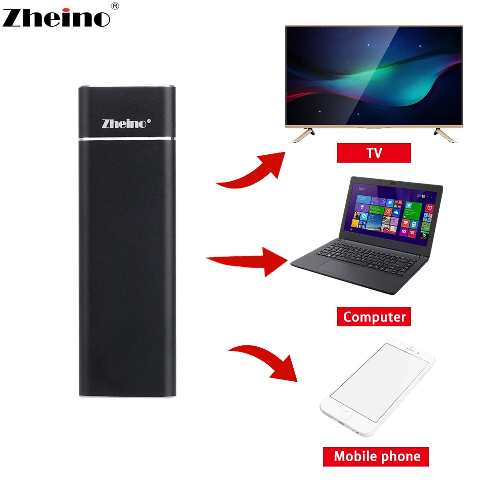 Zheino Type C to M.2 SATA SSD 128 ГБ 256 500 512 ТБ 2280 мм Портативный Внешний твердотельный