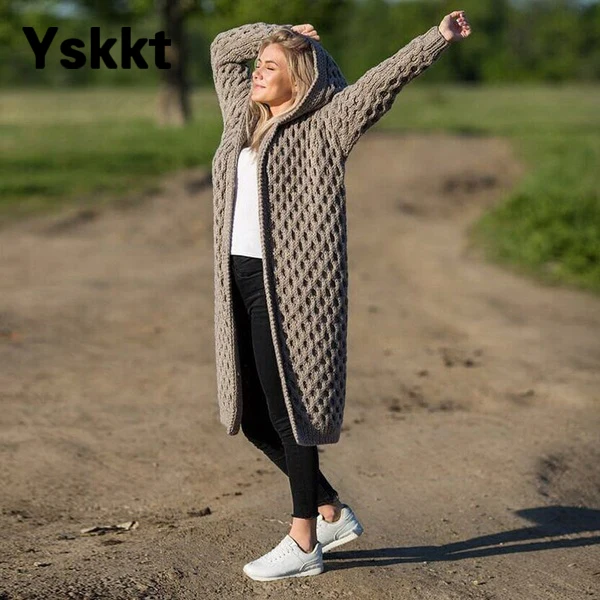 

Yskkt Autumn Cardigans Women Knitted Oversized Sweater Lightweight Fall Winter Casual Long Hooded Sweaters Pink Yellow Green