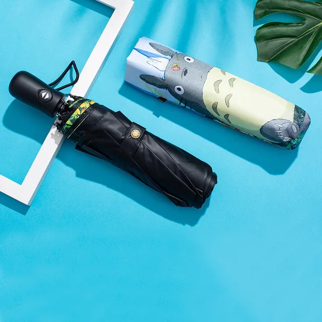 Automatikus Anime Totoro Eső Nap Esernyő Nőknek Szélálló Japán Glibli Stúdió Uv Hordozható Parasol Szép Ajándék - Image 2