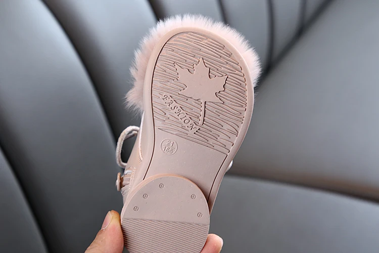 Осень-зима г. Новая модная детская обувь для отдыха, дышащая обувь принцессы для девочек 1-3 лет, кроличья шерсть