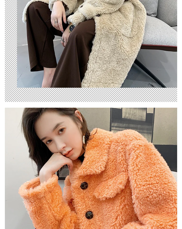 Зимние женские пальто новая Корейская версия свободные гранулы овчины длинный участок утолщение меха