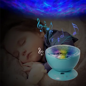 

Creative Gift Ocean Wave Music Projector LED Night Light Soothing Wave Ceiling Lamp With Speaker Remote Control For Nursery Room