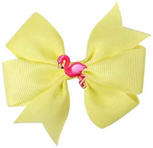 NEW 36 COLORS pinwheel Hair Bows 3.5'' flamingo baby Girls bow Clips Toddler Hair Accessories Grosgrain Dovetail Hairpin 36pcs/ - Цвет: color 22
