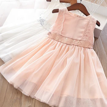 

6270 Sequins Embroidery Princess Baby Girl Dress New Summer Party Wedding Kid Dress For Girl Wholesale Children Child Clothes