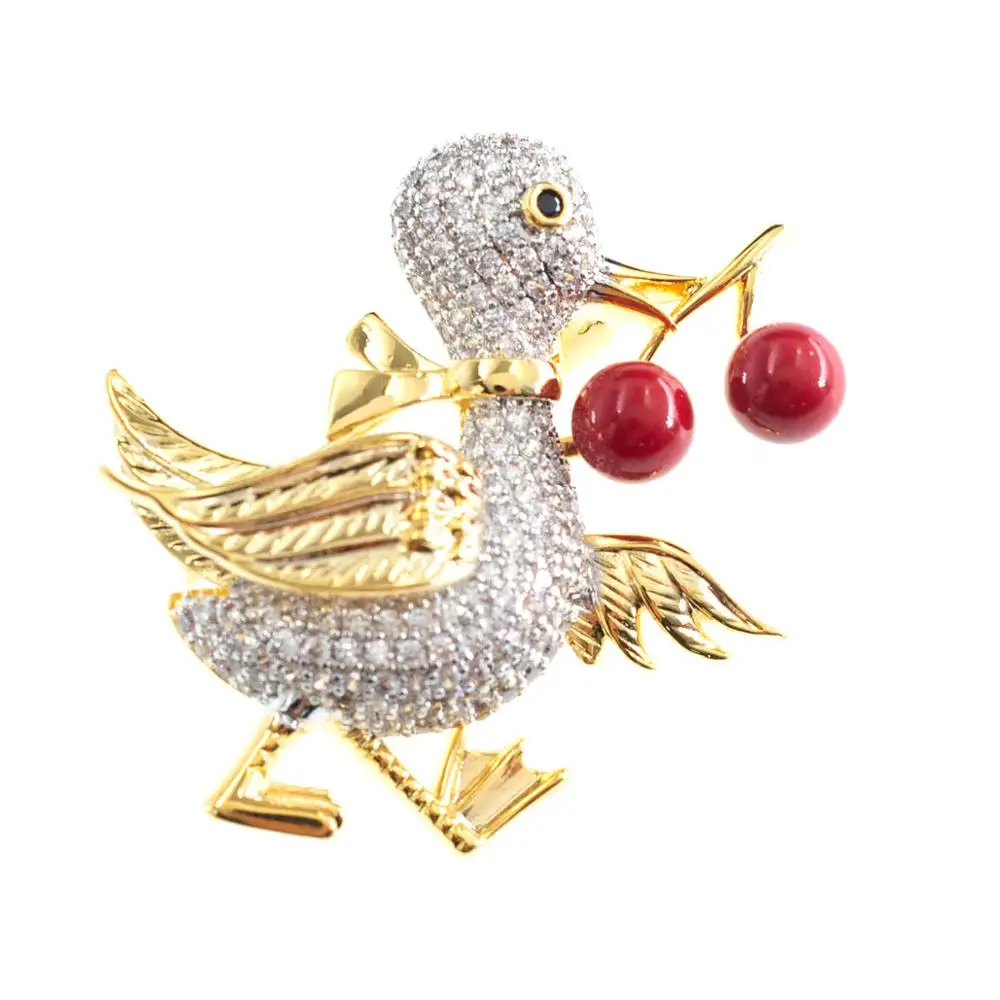 Cubic Zircon Duck Brooch Broach Pin Jewelry Accessories for Women Gift XR05675 | Украшения и аксессуары