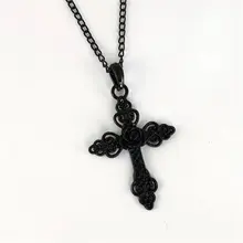 Ожерелье с черным готическим крестом розой ювелирные изделия