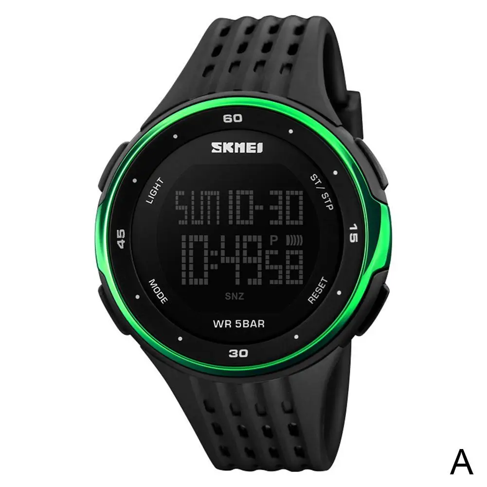 SKMEI спортивные цифровые часы для женщин стиль 5 бар водонепроницаемый светодиодный Спорт на открытом воздухе военные часы мужские часы Relogio Masculino - Цвет: A