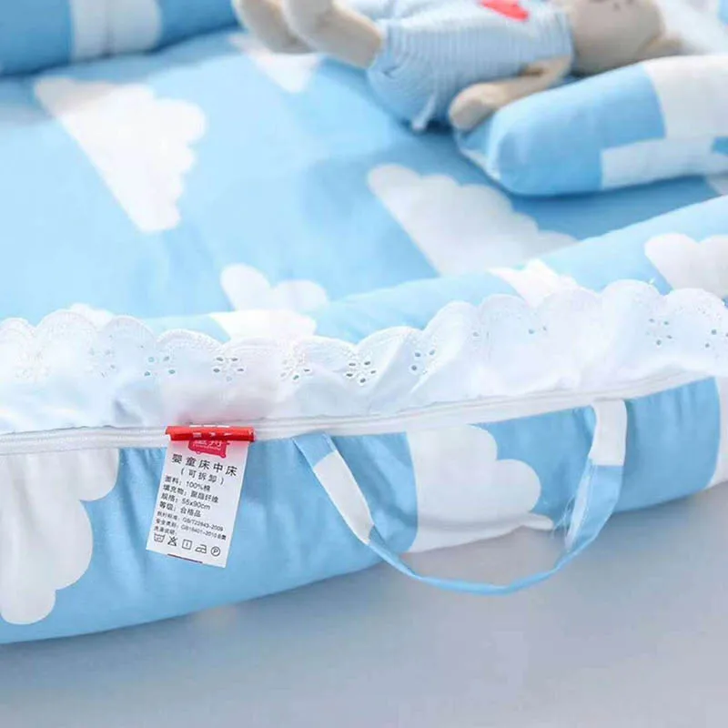 Новорожденный ребенок Портативный детская кроватка кровать защита безопасности кроватки 3 шт./компл. Стёганое одеяло для новорожденных с принтом складывающийся стирающийся матрасик BXX025