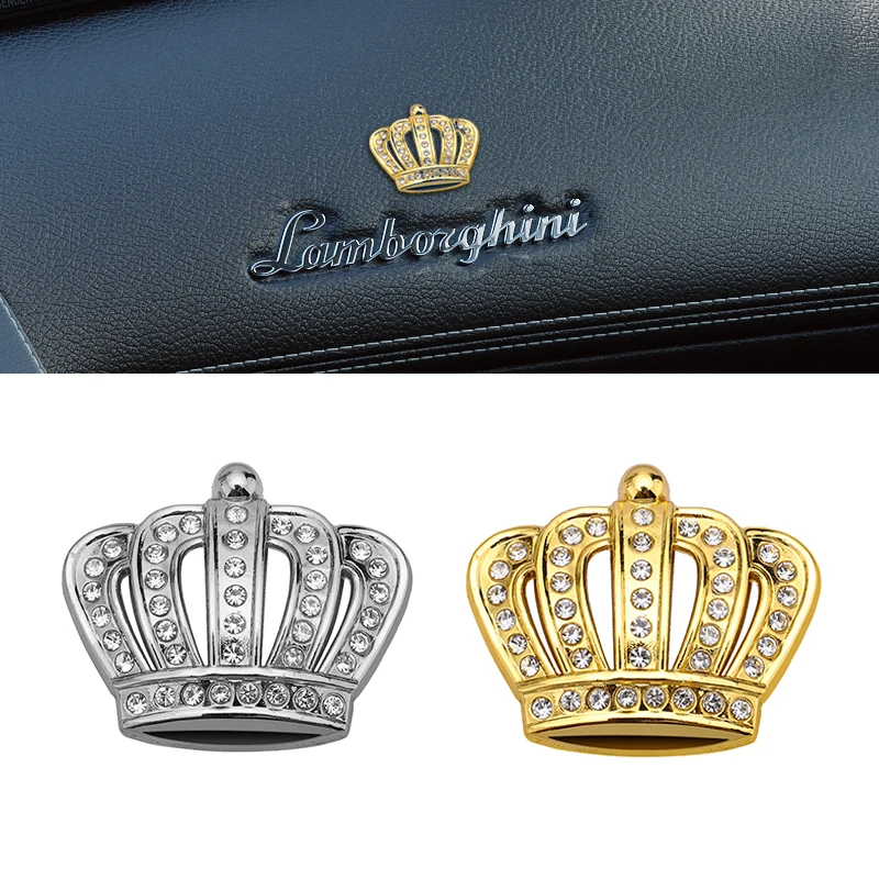 

Silver Metal Diamond Crystal Crown Luxury VIP Emblem Car Sticker Rear Trunk Auto Emblem Badge Motorcycle Body Stickers Accessory