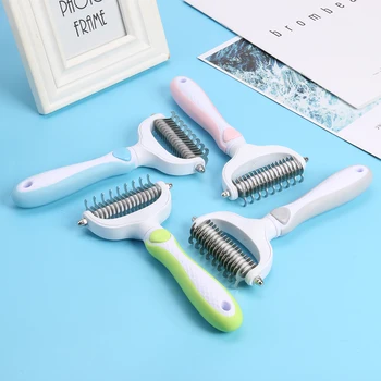 

Pet Supplies Double-sided Cat Dog Hair Removal Comb Detangler Fur Trimming Brush Open Knot Deshedding Rake Hair Curly Grooming