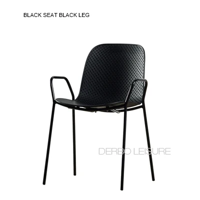 Black Seat Black Leg Современный классический нордический дизайн Лофт металл пластик стальная ножка мода мягкий цвет Высокое качество столовая боковая рука стул 1 шт - Цвет: Black Seat Black Leg