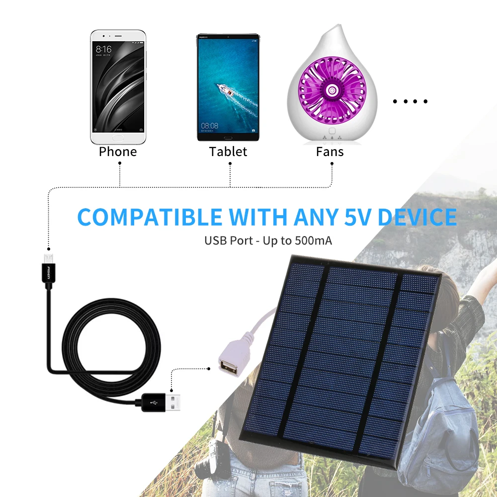 

5V USB Portable Solar Charger Compact Solar Panel Phone Charger For Camping Hiking Travel Fast-charging Solar Charger