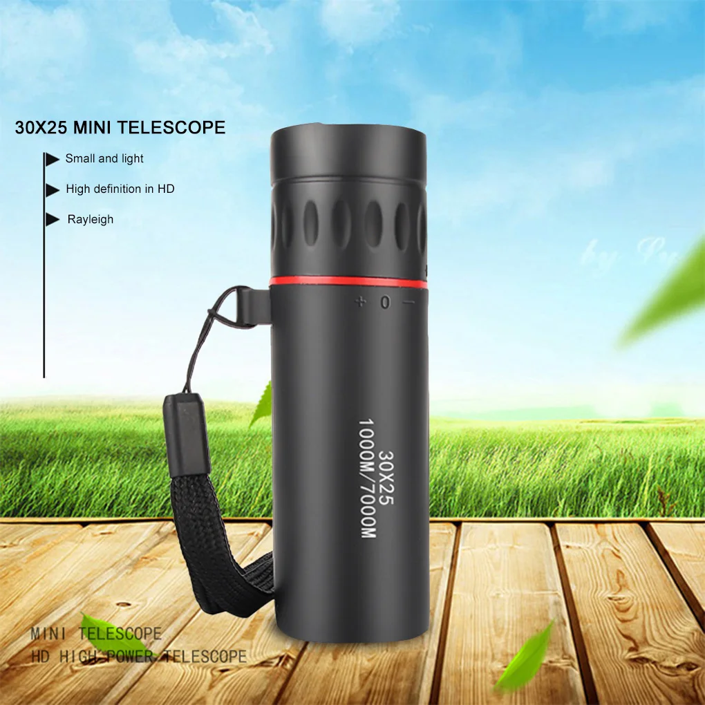 Outdoor Hiking Telescope 30x25 HD Mini Portable Focusing Telescope Optical Single Tube Binoculars With Integrated Handle Strap