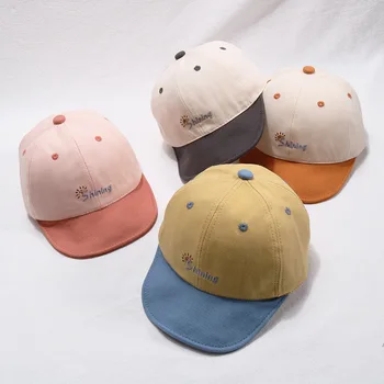 

2020 Children's baseball caps spring new color-matching letters Korean baby soft hat boys and girls caps sun hats kids Snapback