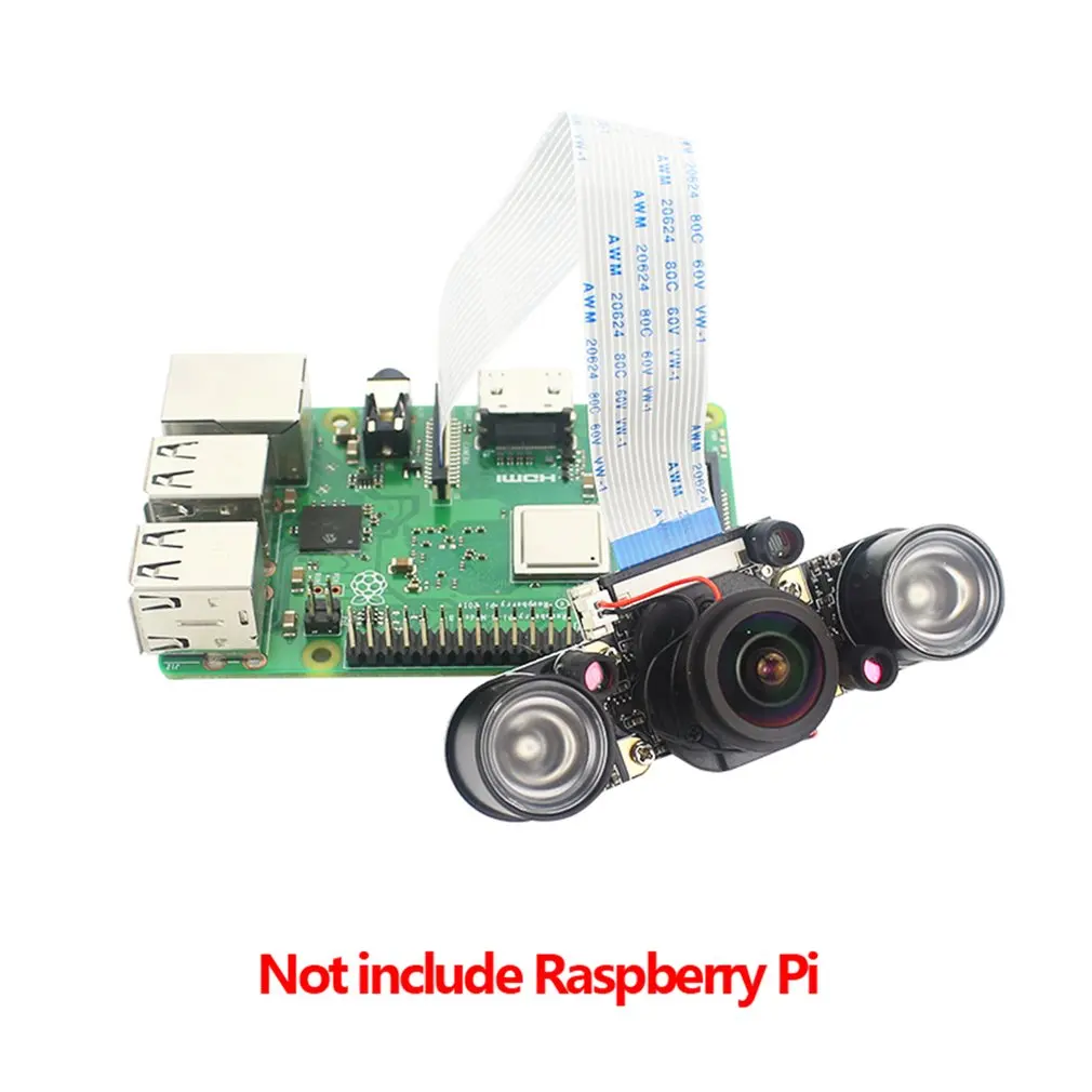 Модуль камеры для Raspberry Pi 4 Модель B/3B+/3B/2B широкоугольная камера рыбий глаз 175 градусов IR-CUT автоматическое переключение день и ночь