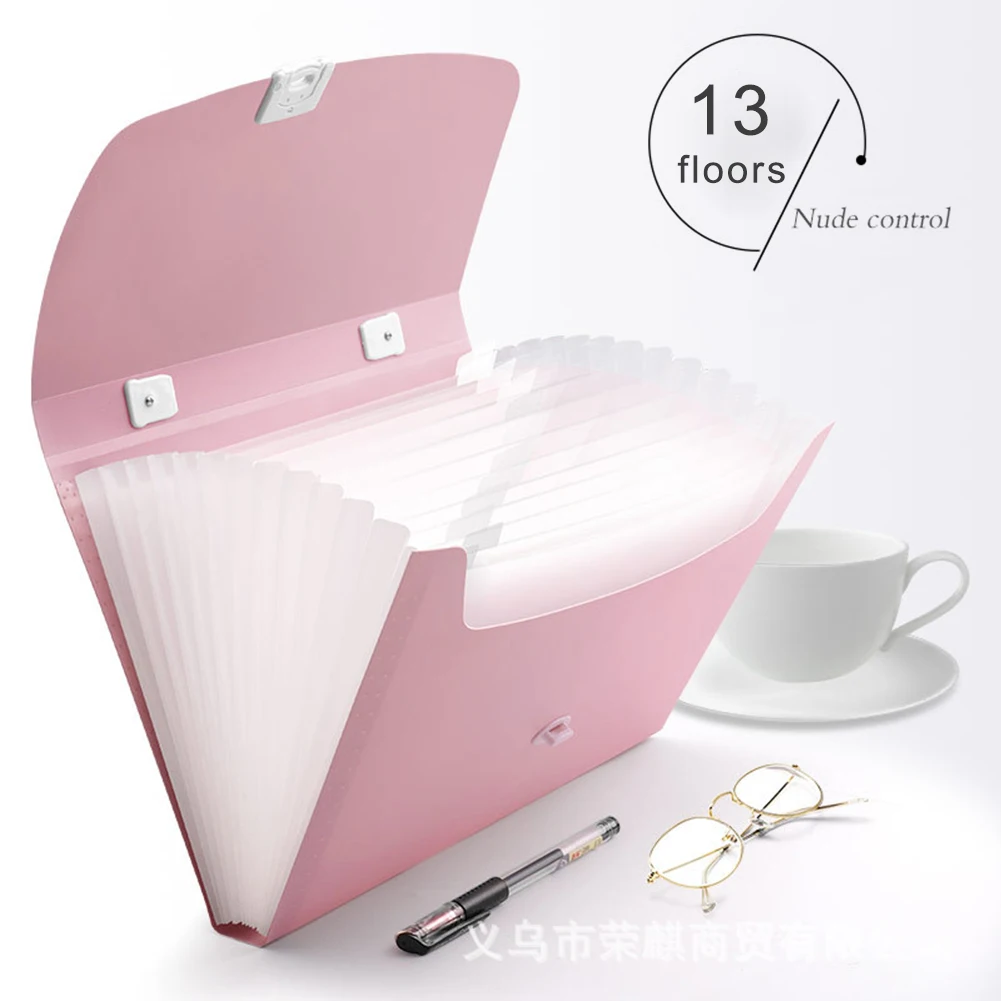 

13 Grids Handheld File Folder Organ Box Bag Multi-function Organizer Storage Holder Office Document A4 Paper Folder