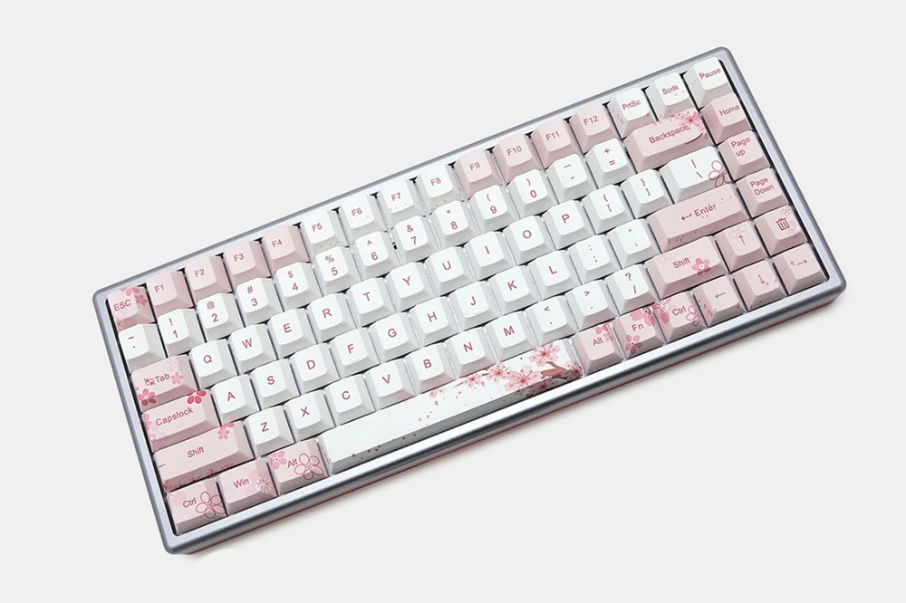 Gk84 механическая клавиатура 75% dye sub keycap cnc анод алюминиевый светильник rgb чернила paintingsakura lotus bluetooth 4,0 USB двойной режим