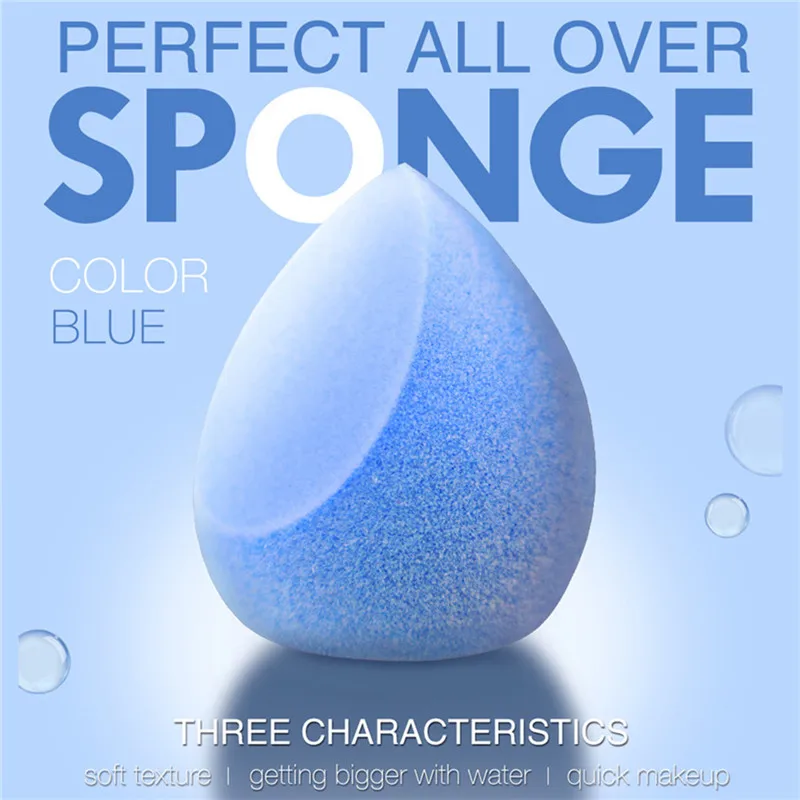 O.TWO.O 1Pc Blue Face Makeup Sponge Puff Egg Facial Cosmetic Concealer Cream Foundation Powder Puff Makeup Foundation Sponge