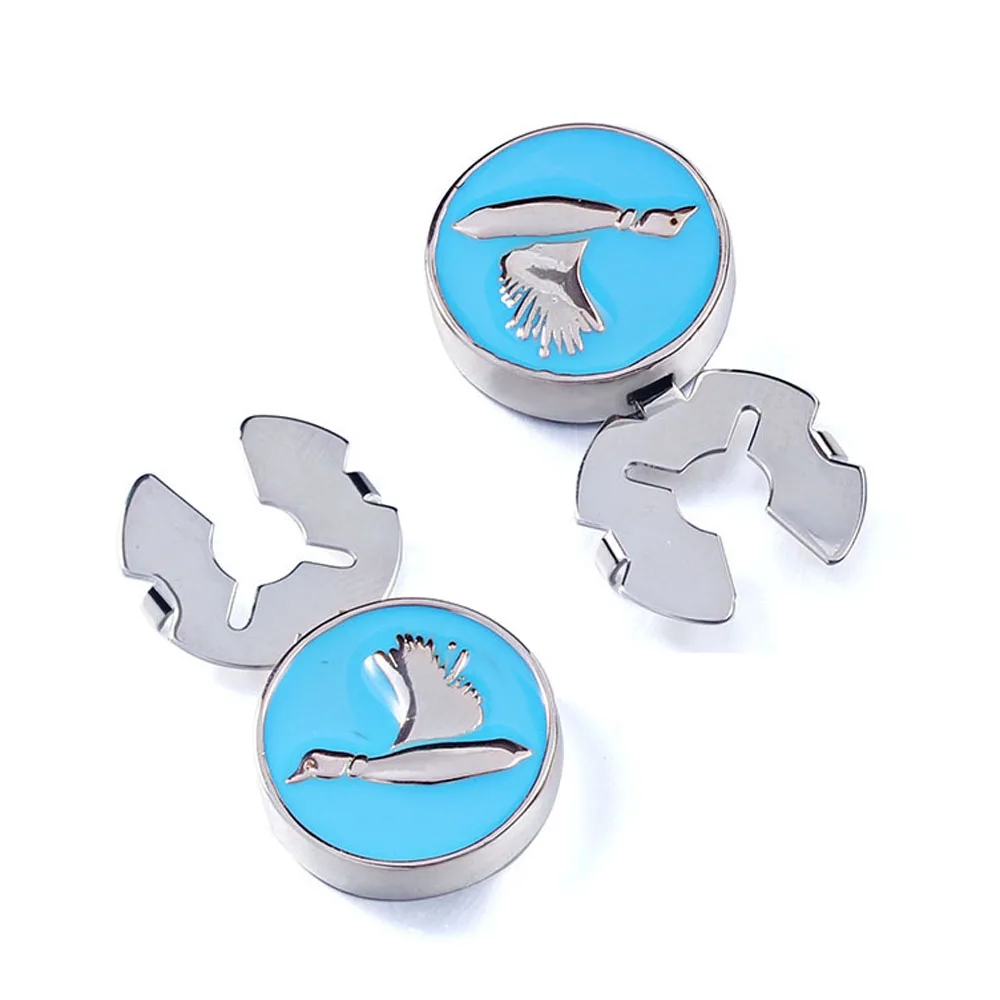 

New Blue Flying Goose Silver Button Cover