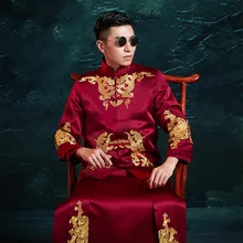 Традиционная Мужская одежда для жениха в китайском стиле топ для мужчин cheongsam Tang костюм винтажная одежда куртка для заморских китайских женихов костюм