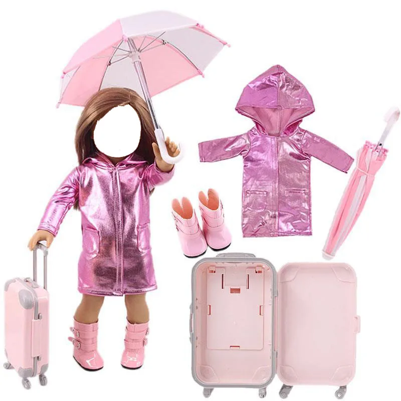Conjunto de ropa para muñecas, chubasquero/paraguas/Botas de lluvia/maleta para muñeca de 18 pulgadas y 43CM, juguete para niñas de la generación Born, 4 Uds. - AliExpress Juguetes y pasatiempos