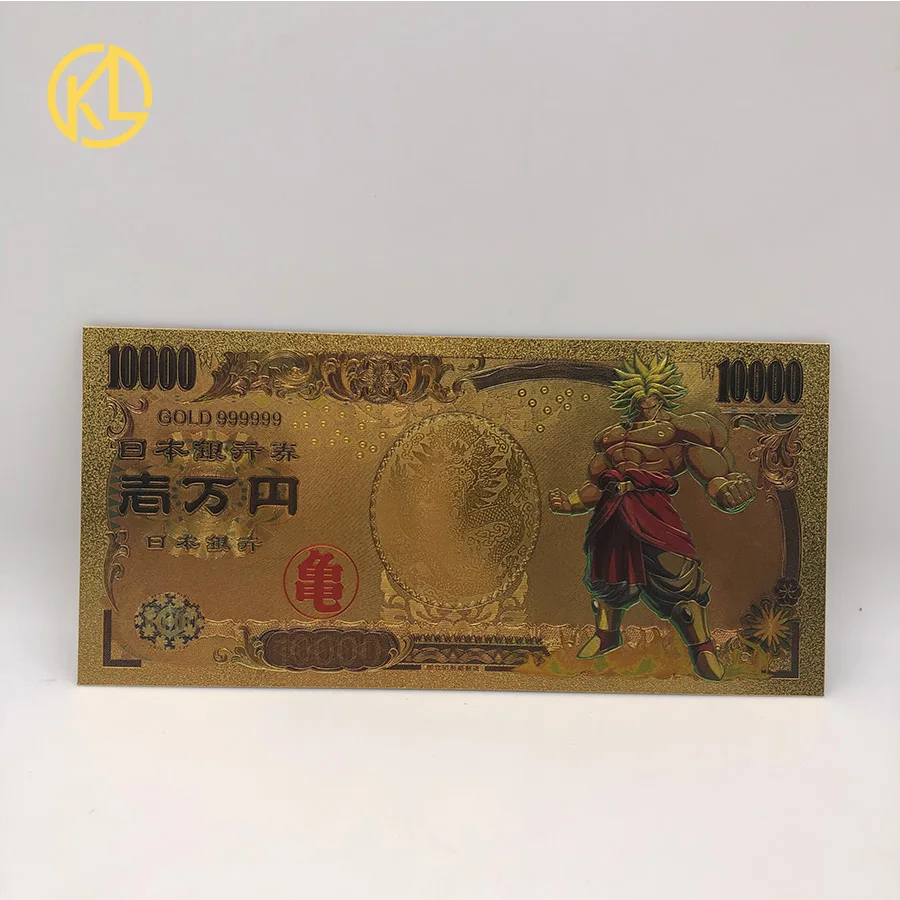 10 шт./лот, японский Драконий жемчуг, сон Гохан, 10000 иен, золото, пластик, сувенирная банкнота для классической коллекции детских памятей